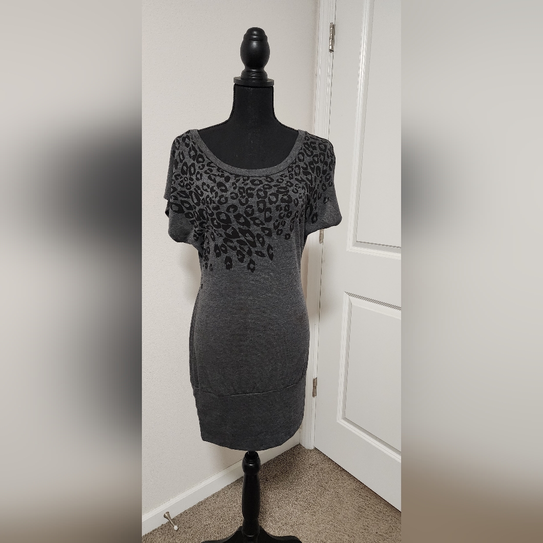 Delirious Gray Leopard Print Mini Dress